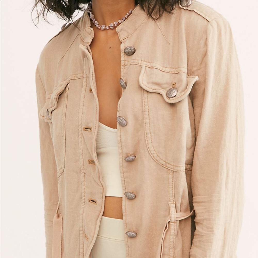 Free People Emilia Military Jacket in Sand NWT L - Picture 7 of 8